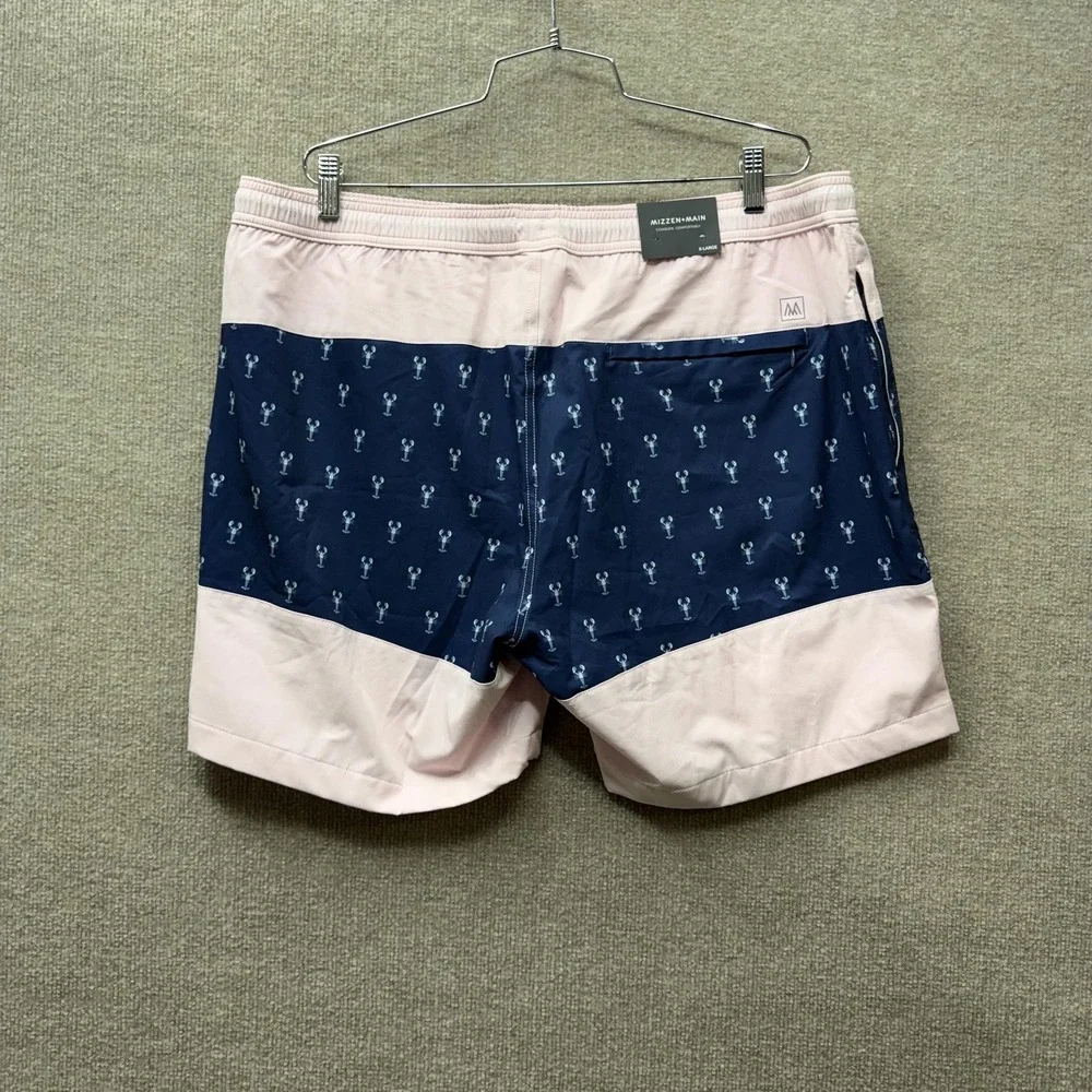 Mizzen Main Swim Shorts Mens XL Blue Lobster Print Quick Dry Lined‎ NEW